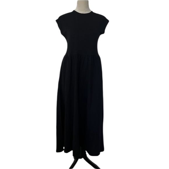 Boden Black Cotton Midi Dress Cap Sleeve Classic Minimal Sz 4 - Picture 2 of 10